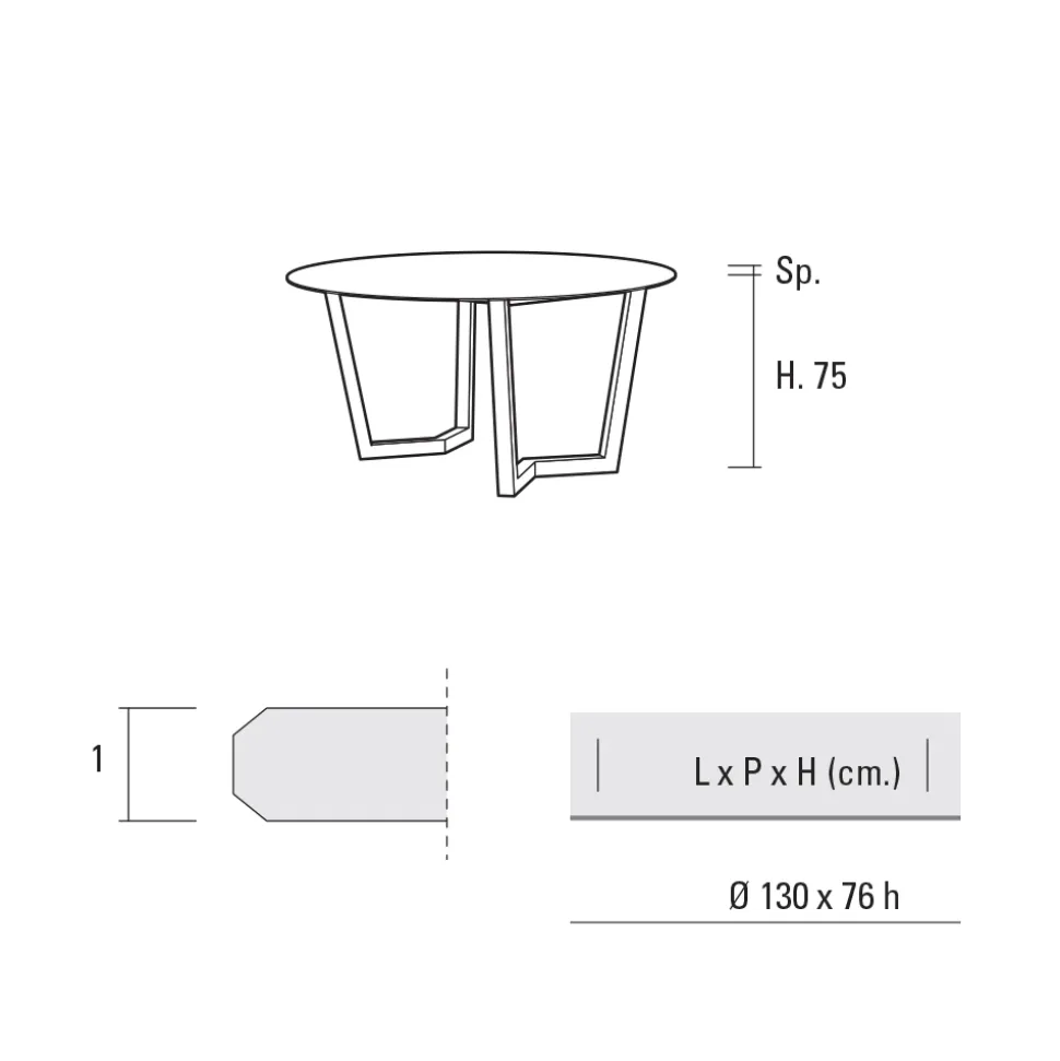 Tavolo da Pranzo Rotondo Metallo e Hpl Stratificato Made in Italy - Bastiano