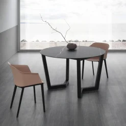 Tavolo da Pranzo Rotondo Metallo e Hpl Stratificato Made in Italy - Bastiano