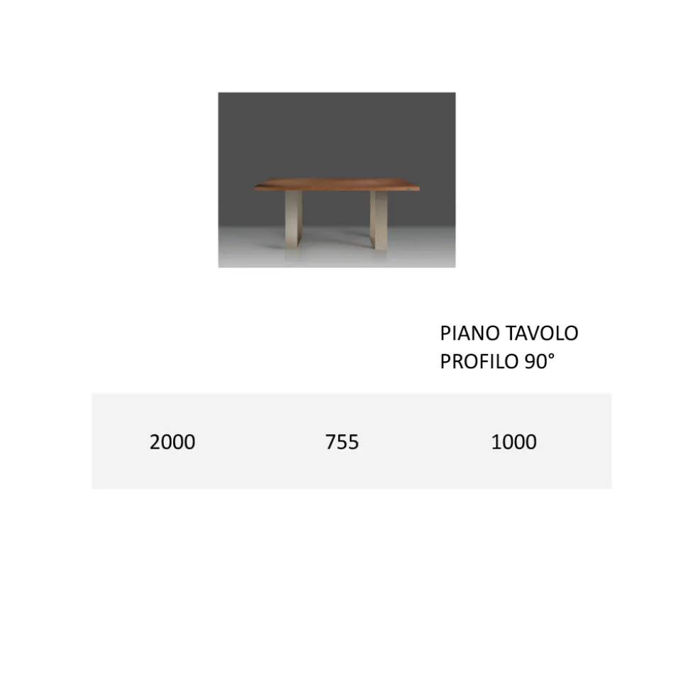 Tavolo da Pranzo Struttura in Ferro e Legno Massello Made in Italy - Romino