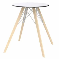 Tavolo da Pranzo Tondo in Legno e Piano in Hpl, 4 Pezzi - Faz Wood by Vondom