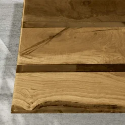 Tavolo da Soggiorno con Piano in Rovere e Resina Epossidica Colorata - Miklas
