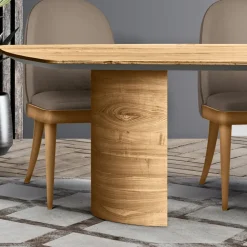 Tavolo da Soggiorno con Piano e Basamento in Legno Made in Italy - Asta