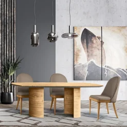 Tavolo da Soggiorno con Piano e Basamento in Legno Made in Italy - Asta