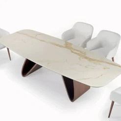 Tavolo da Soggiorno Fisso con Base in Legno Made in Italy - Equatore
