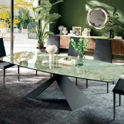 Tavolo da Soggiorno Fisso con Piano in Ceramica Realizzato in Italia - Ferie