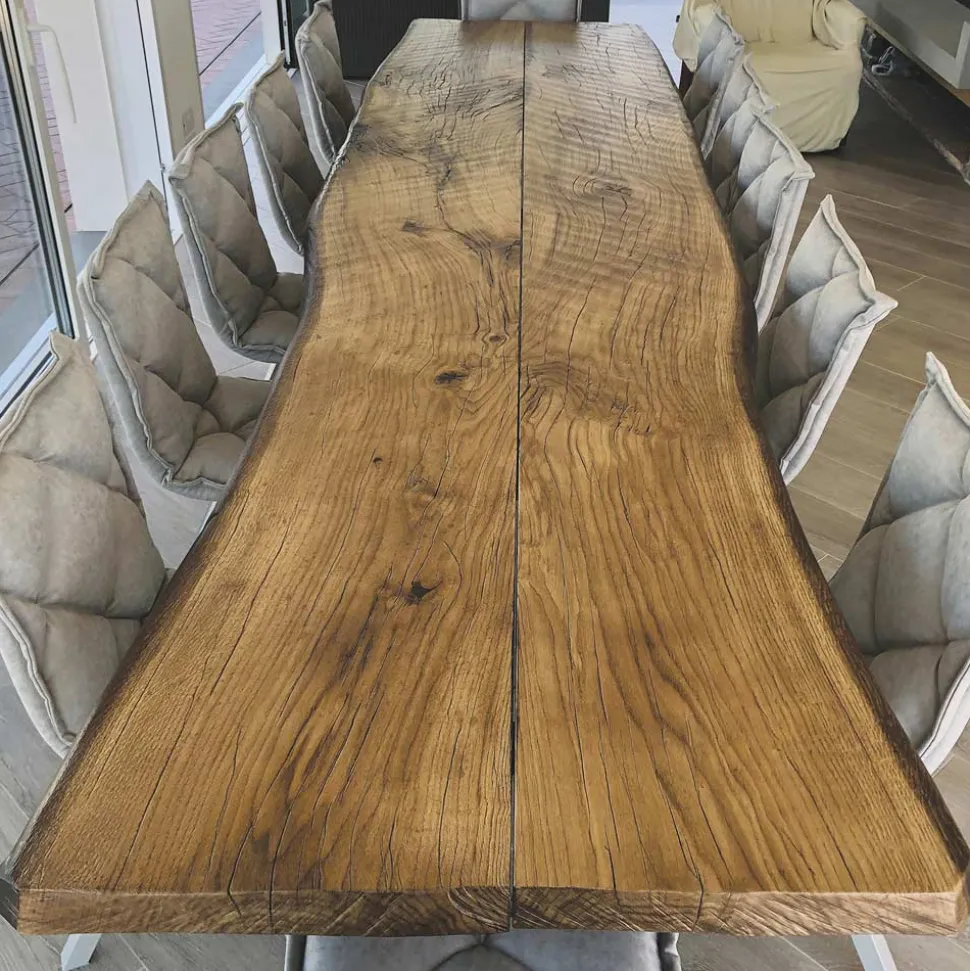 Tavolo da Soggiorno in Quercia Secolare e 12 Sedie Incluse Made in Italy - Dite