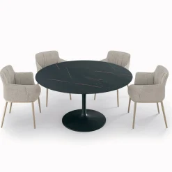 Tavolo da Soggiorno Rotondo Fisso in Laminato e Alluminio Made in Italy - Dollars