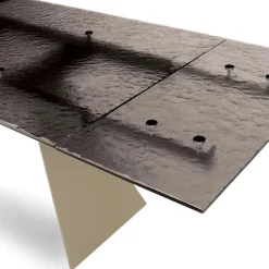 Tavolo da Soggiorno 160x90 con Piano in Vetro Martellato Trasparente - Martello