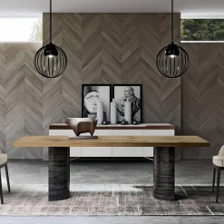 Tavolo da Zona Living Moderno in Legno Massello Made in Italy - Catrin
