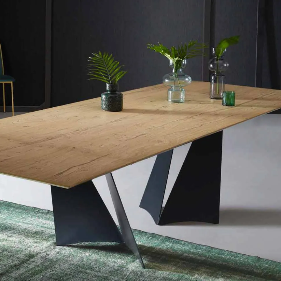 Tavolo Design Allungabile Fino a 294 cm in Legno e Metallo Made in Italy - Nuzzo