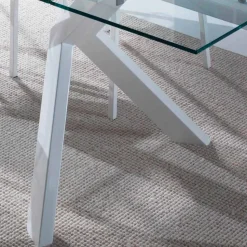 Tavolo di design allungabile in metallo e vetro temperato Mesa