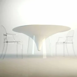 Tavolo di design con base in cristallo prodotto in Italia, Teggiano
