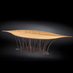 Tavolo di design impiallacciato rovere e legno di noce Fenice