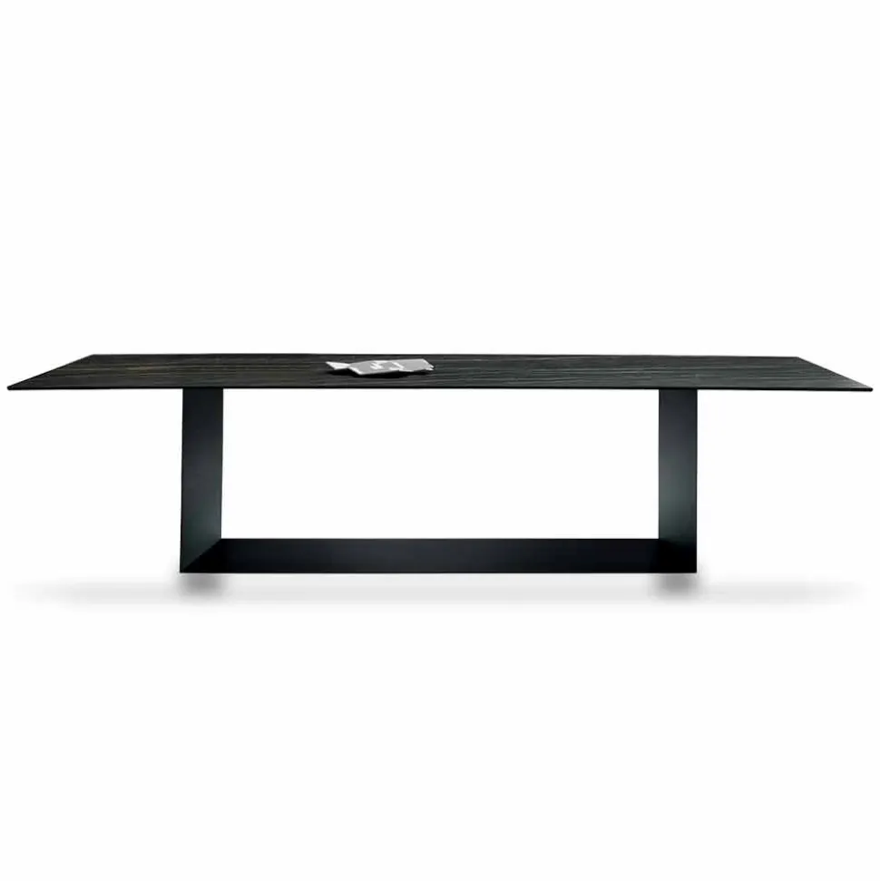 Tavolo di Design in Ceramica Noir Desir Opaco e Metallo Made in Italy – Moro
