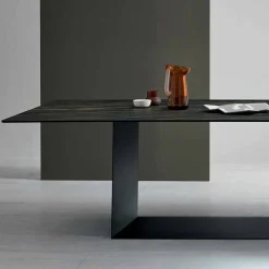 Tavolo di Design in Ceramica Noir Desir Opaco e Metallo Made in Italy – Moro
