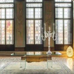 Tavolo di design in legno di briccola veneziana e vetro Venezia