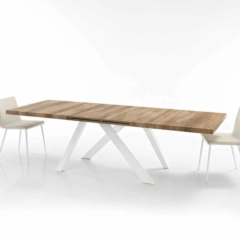 Tavolo estensibile moderno in legno melaminico made in Italy, Wilmer