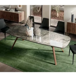 Tavolo Fisso a Botte con Base in Frassino Tinta Noce Canaletto Made in Italy - Nord