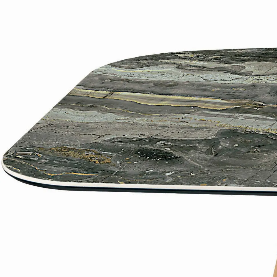 Tavolo Fisso a Botte con Base in Frassino Tinta Noce Canaletto Made in Italy - Nord