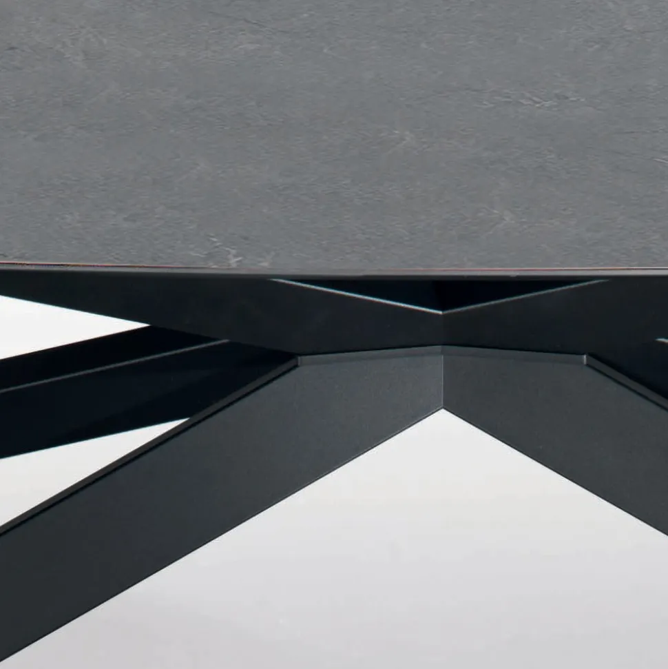 Tavolo Fisso a Botte con Piano in Laminato e Acciaio Made in Italy - Grotta