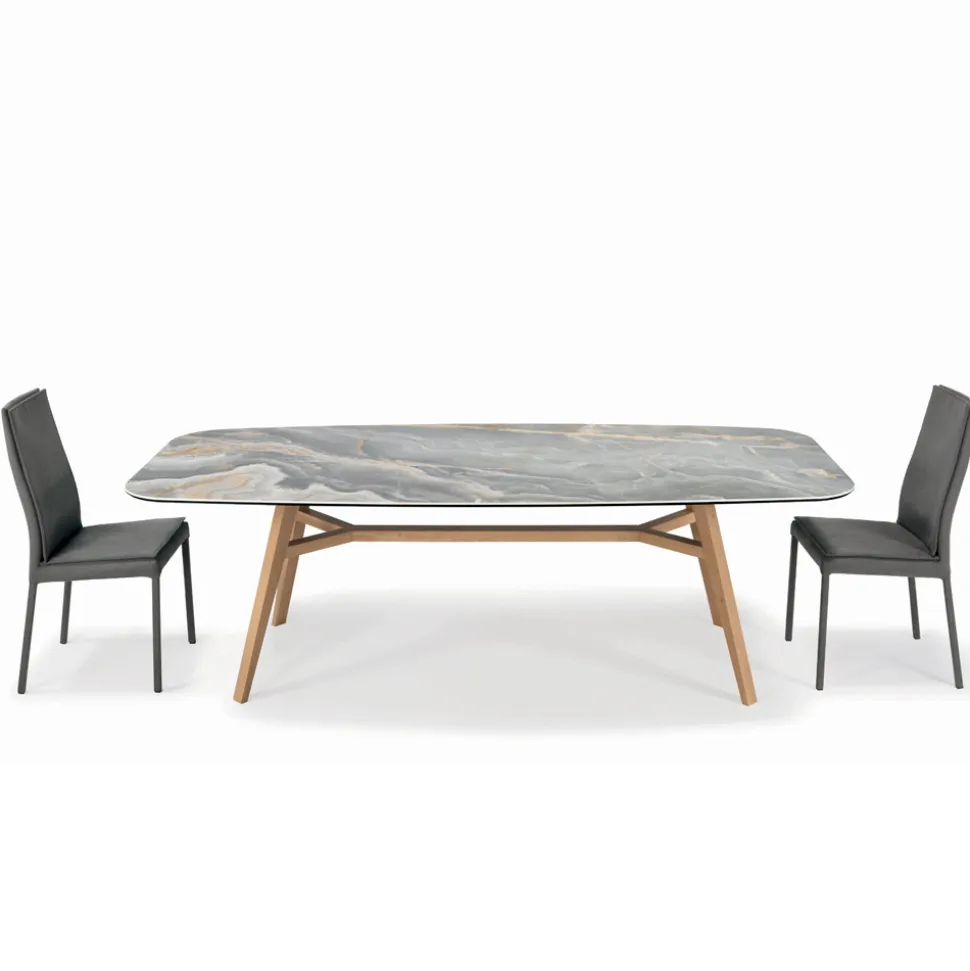 Tavolo Fisso a Botte in Ceramica e Legno di Frassino Made in Italy - Nord