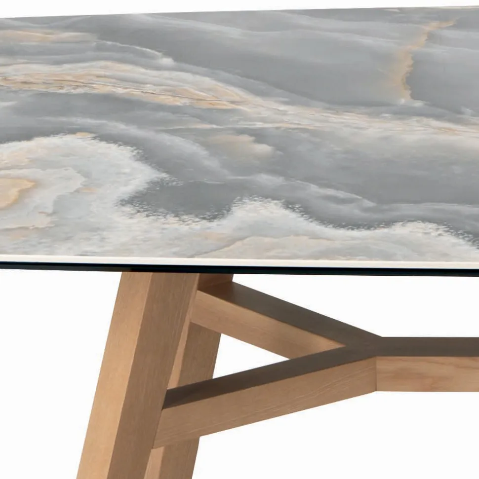 Tavolo Fisso a Botte in Ceramica e Legno di Frassino Made in Italy - Nord