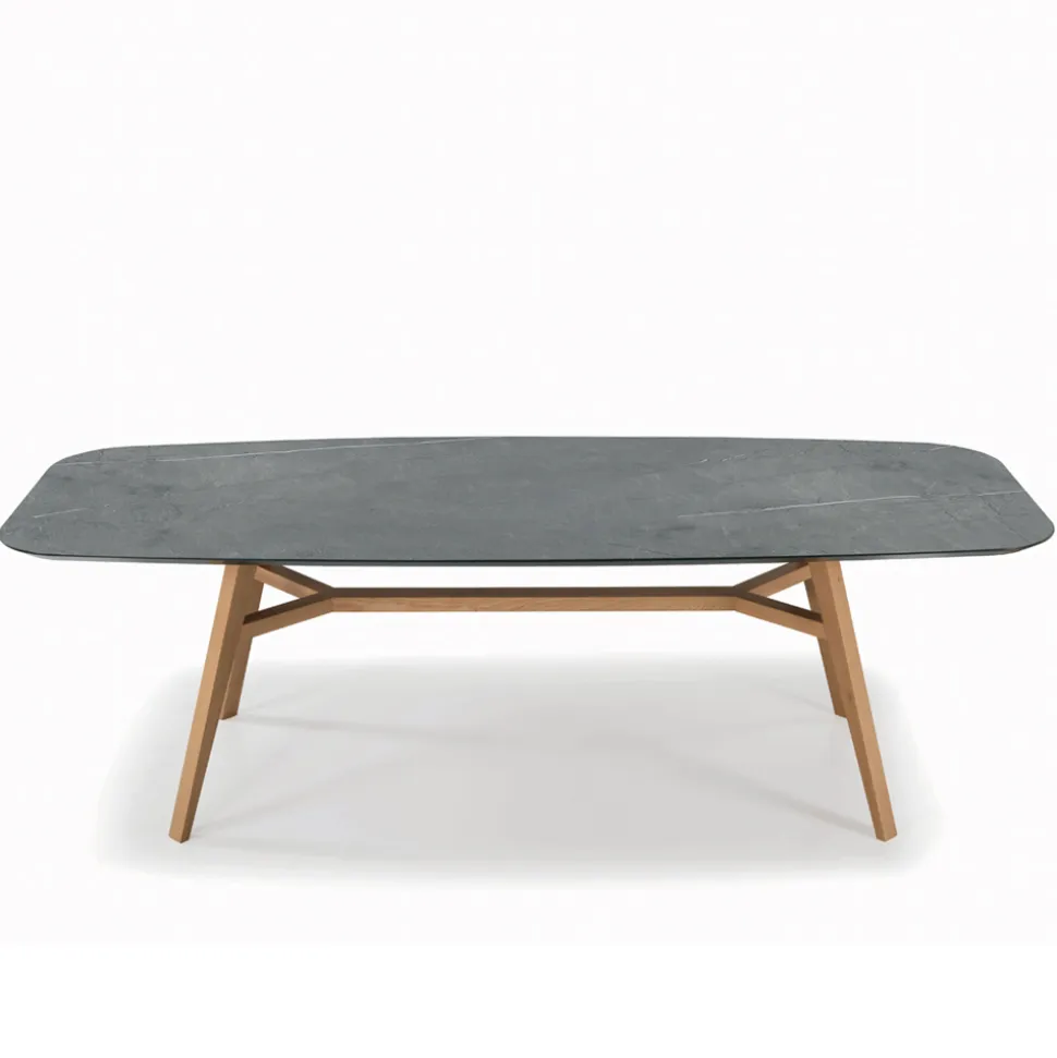 Tavolo Fisso a Botte in Laminato e Legno di Frassino Made in Italy - Nord