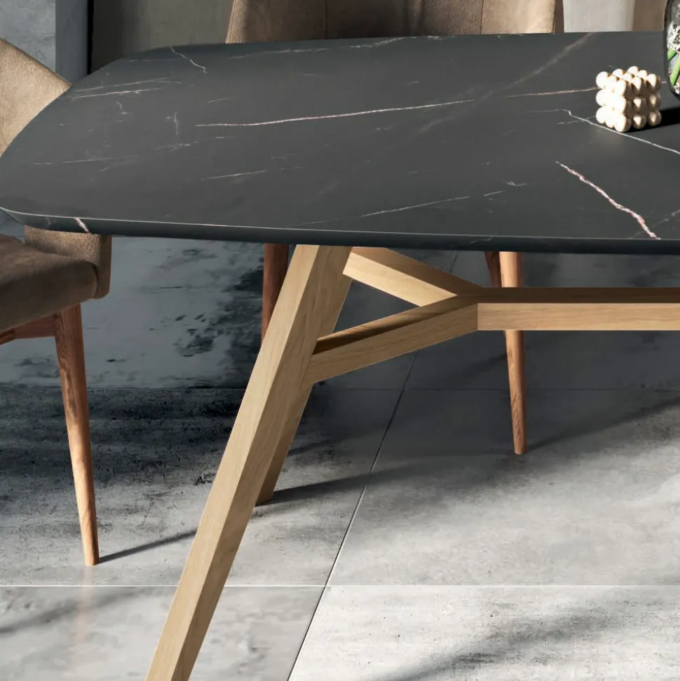 Tavolo Fisso a Botte in Laminato e Legno di Frassino Made in Italy - Nord