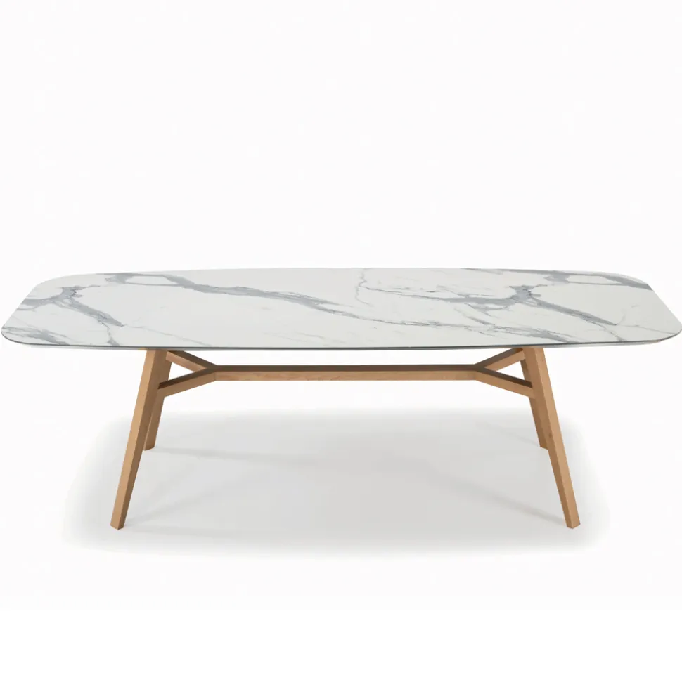 Tavolo Fisso a Botte in Laminato e Legno di Frassino Made in Italy - Nord