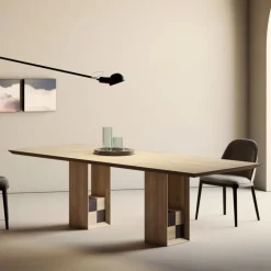 Tavolo Fisso con Basamento con Quadrotti Decorativi Made in Italy - Maugrim