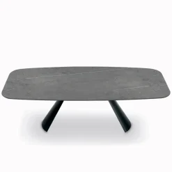 Tavolo Fisso con Base in Acciaio Nero e Piano in Laminato Made in Italy - Occhiali