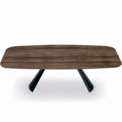 Tavolo Fisso con Base in Acciaio Nero e Piano in Laminato Made in Italy - Occhiali