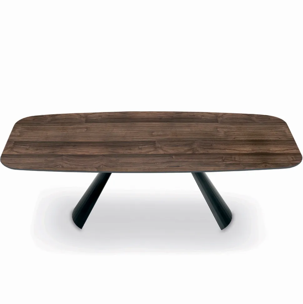 Tavolo Fisso con Base in Acciaio Nero e Piano in Laminato Made in Italy - Occhiali
