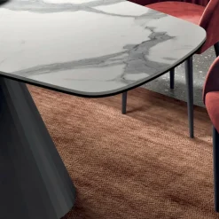 Tavolo Fisso con Base in Acciaio Nero e Piano in Laminato Made in Italy - Occhiali