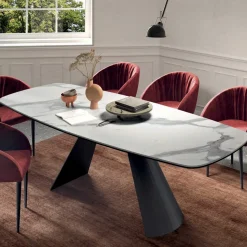 Tavolo Fisso con Base in Acciaio Nero e Piano in Laminato Made in Italy - Occhiali