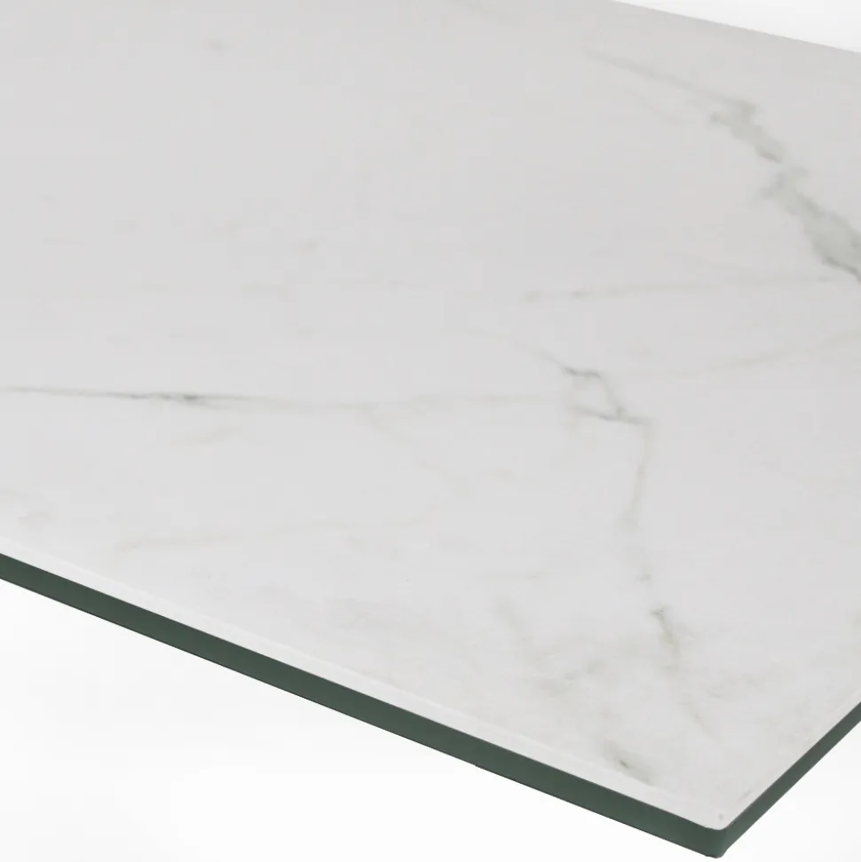Tavolo Fisso con Base in Acciaio e Piano in Ceramica Made in Italy - Pantaloni