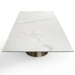 Tavolo Fisso con Base in Acciaio e Piano in Ceramica Made in Italy - Pantaloni