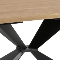 Tavolo Fisso con Base in Metallo e Piano in Rovere Impiallacciato - Marina