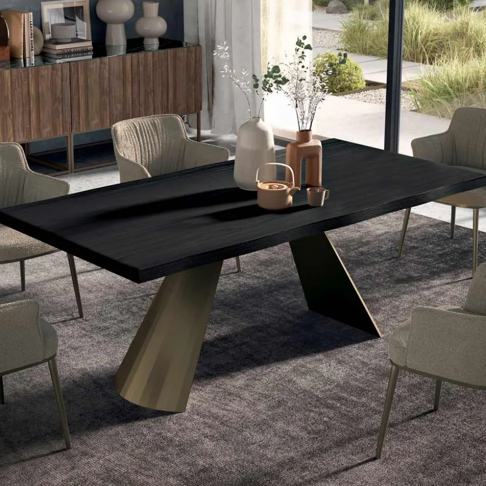 Tavolo Fisso con Bordo Scortecciato Irregolare Made in Italy - Occhiali