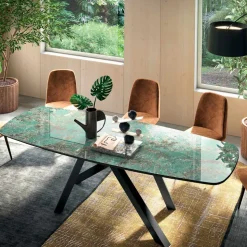 Tavolo Fisso con Piano a Botte in Ceramica Made in Italy - Settimmio