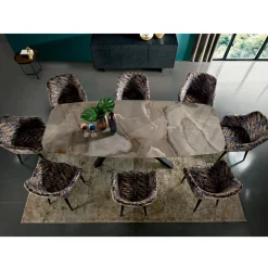 Tavolo Fisso con Piano a Botte in Ceramica Made in Italy - Settimmio
