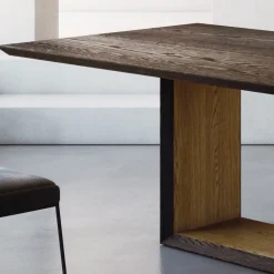 Tavolo Fisso con Piano Bisellato e Basamento Bicolore Made in Italy - Jadis