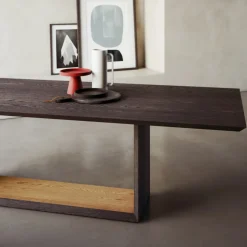 Tavolo Fisso con Piano Bisellato e Basamento Bicolore Made in Italy - Jadis