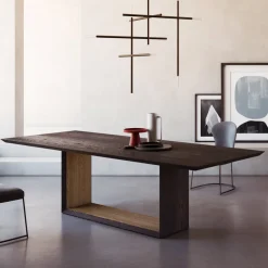 Tavolo Fisso con Piano Bisellato e Basamento Bicolore Made in Italy - Jadis