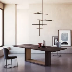 Tavolo Fisso con Piano Bisellato e Basamento Bicolore Made in Italy - Jadis