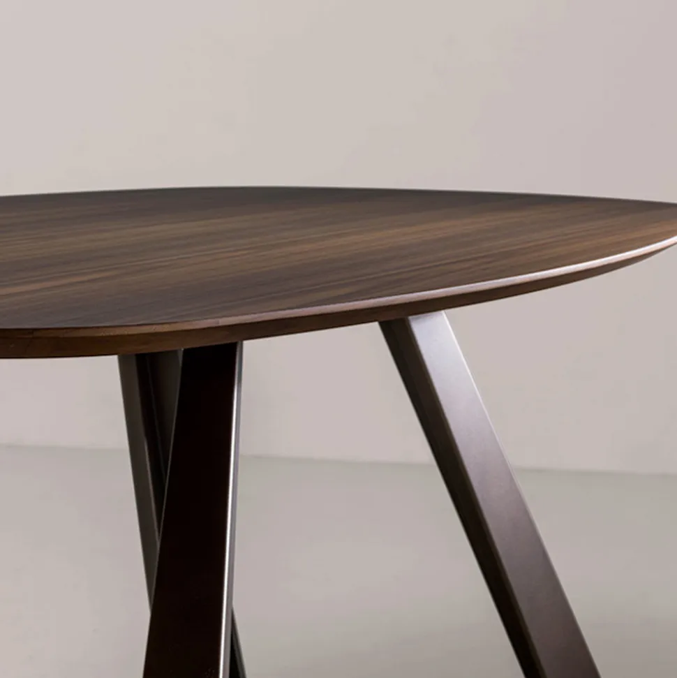 Tavolo Fisso con Piano Ellittico e Bordo Bisellato Made in Italy - Tirian