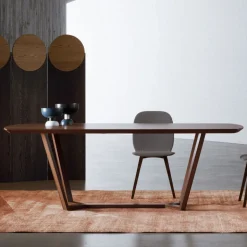 Tavolo Fisso con Piano Sagomato e Basamento in Legno Made in Italy - Digory