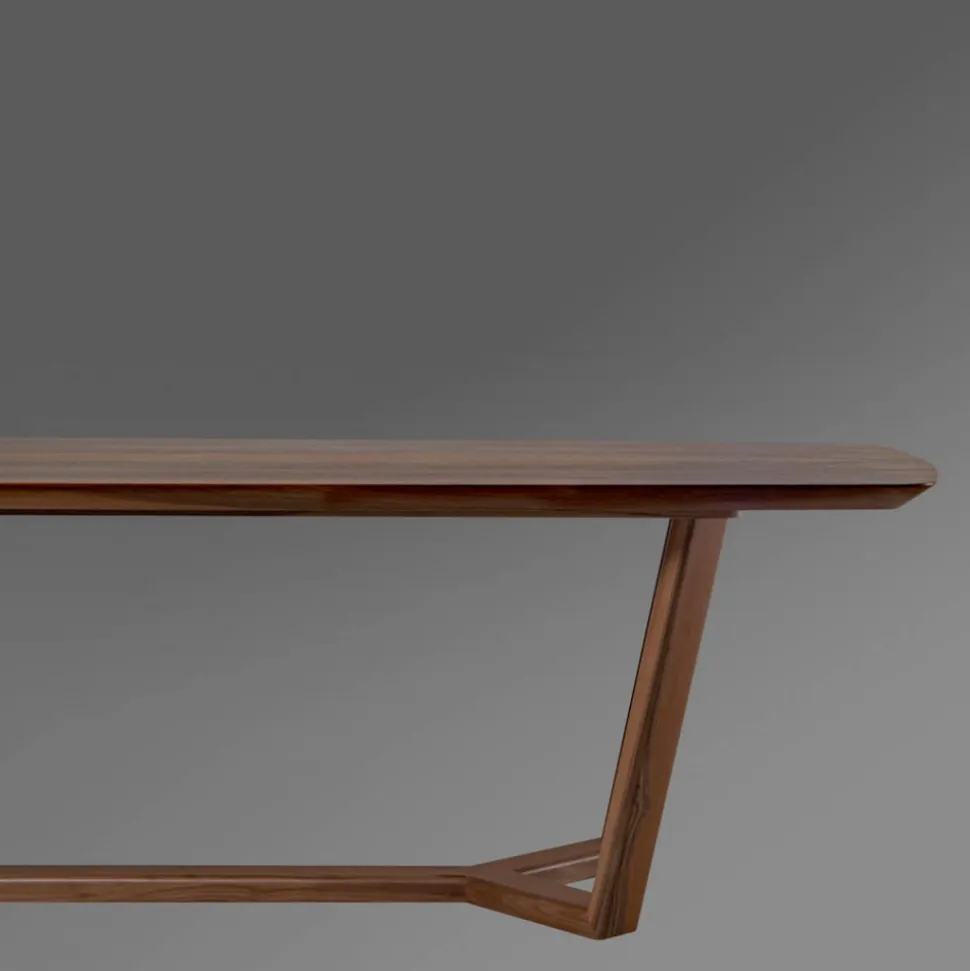 Tavolo Fisso con Piano Sagomato e Basamento in Legno Made in Italy - Digory