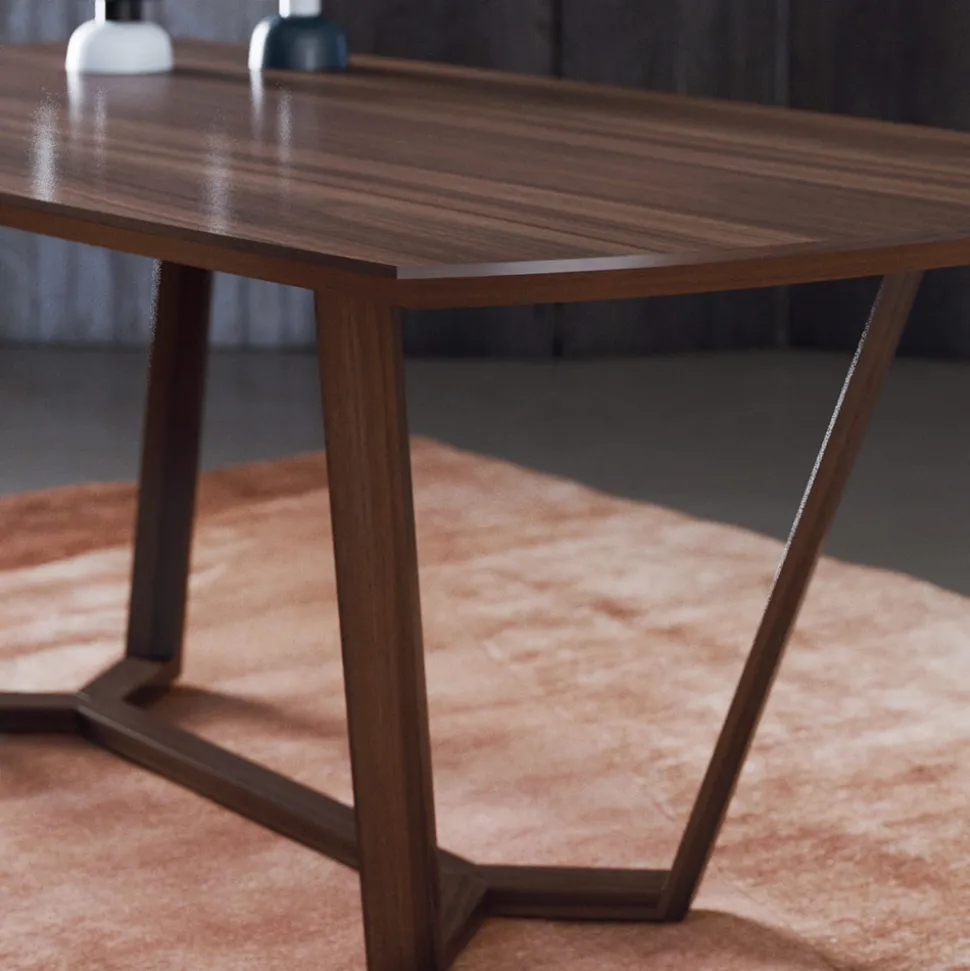 Tavolo Fisso con Piano Sagomato e Basamento in Legno Made in Italy - Digory