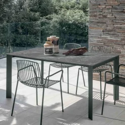 Tavolo Fisso da Esterno in Hpl Alicante e Base in Metallo Made in Italy - Carl